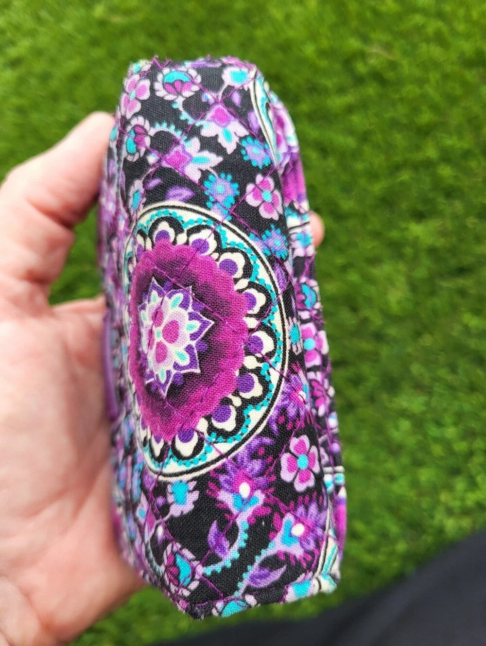 Vera Bradley RFID Retired Lilac Floral Medallion Quilted Wallet.